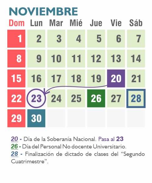 Calendario Académico noviembre