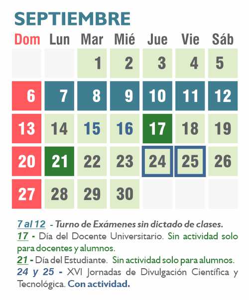Calendario Académico septiembre
